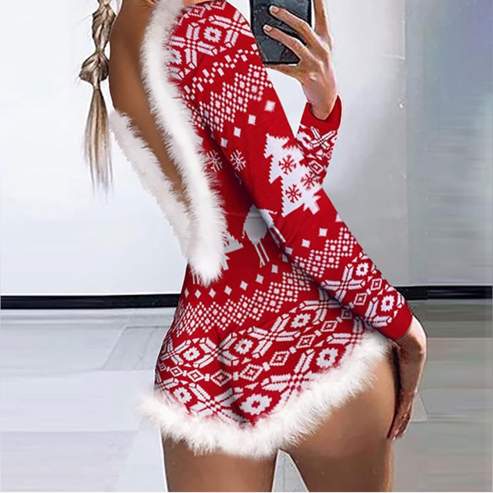 BRAND NEW: Christmas Fuzzy Pajamas for Women Bodysuit
